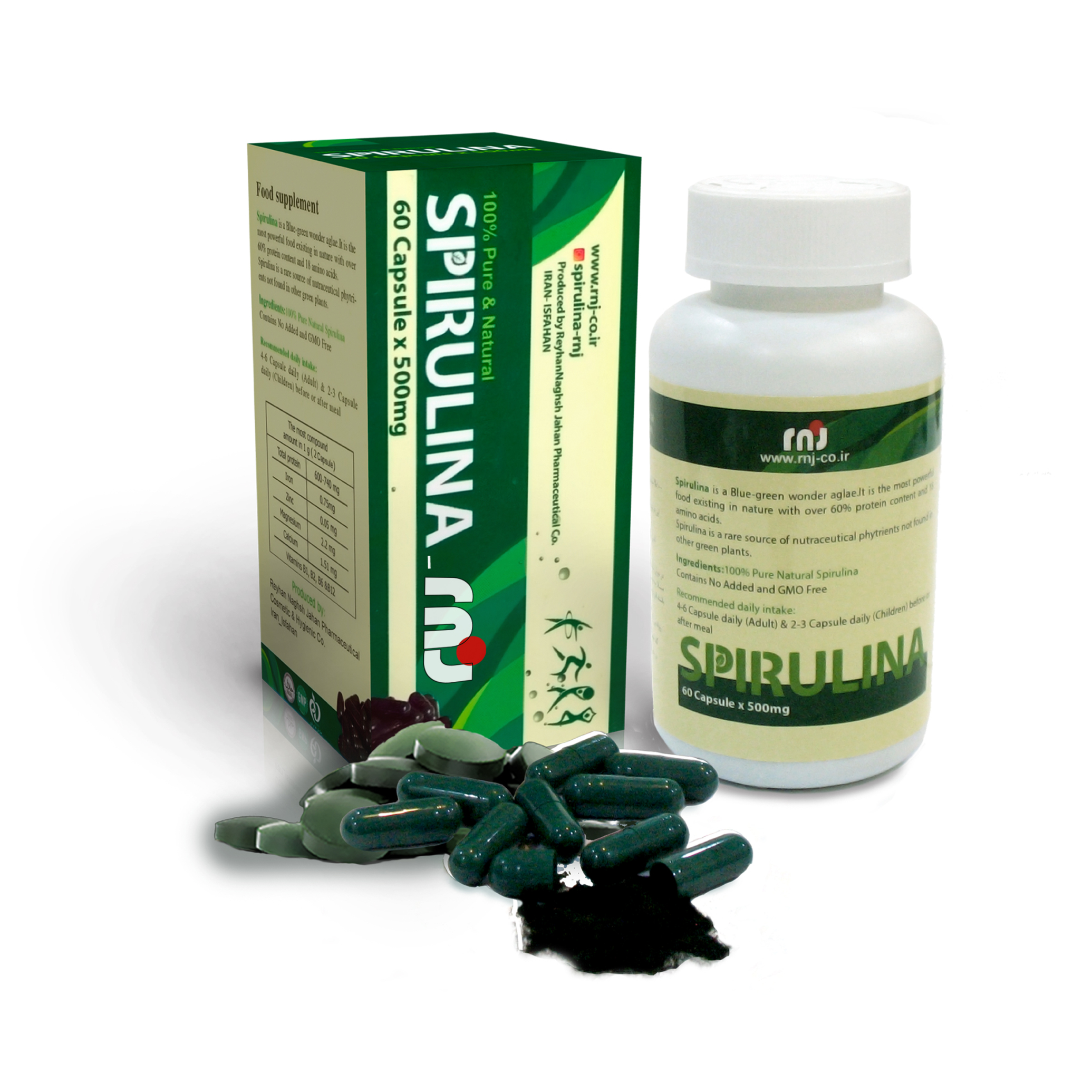 کپسول جلبک اسپیرولینا سبز (60عددی)